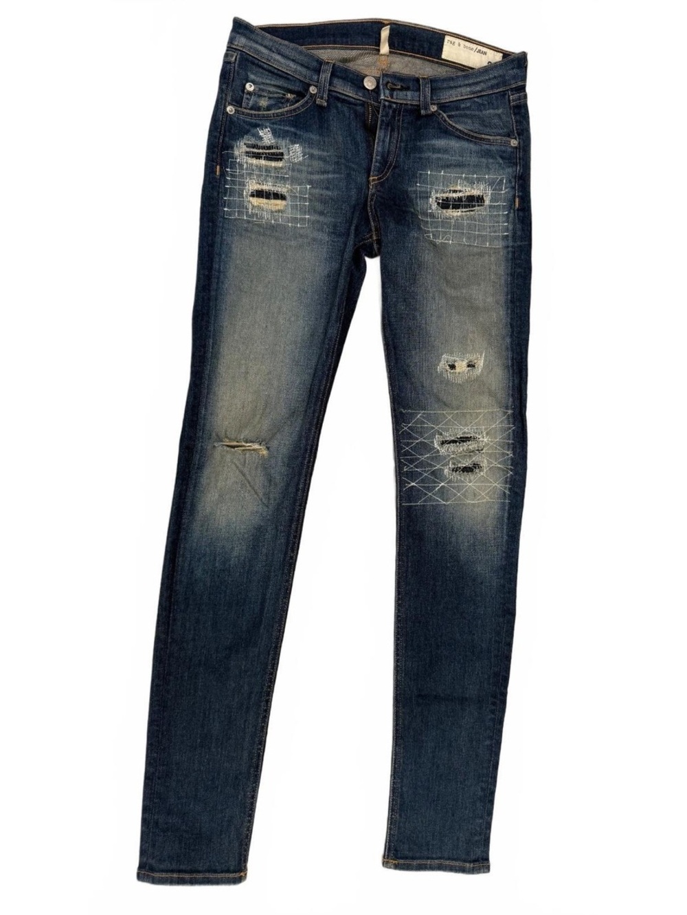 rag & bone Slim Skinny Distressed Blue Jeans Size 28